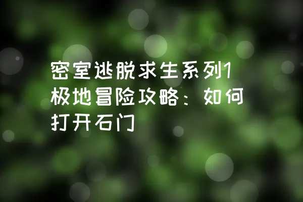 密室逃脱求生系列1极地冒险攻略：如何打开石门