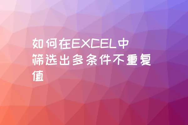 如何在EXCEL中筛选出多条件不重复值